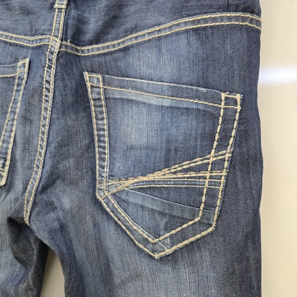 BKE Buckle Carter Straight Jeans Size 31 R   Mens Blue Denim Cotton Thick Stitch